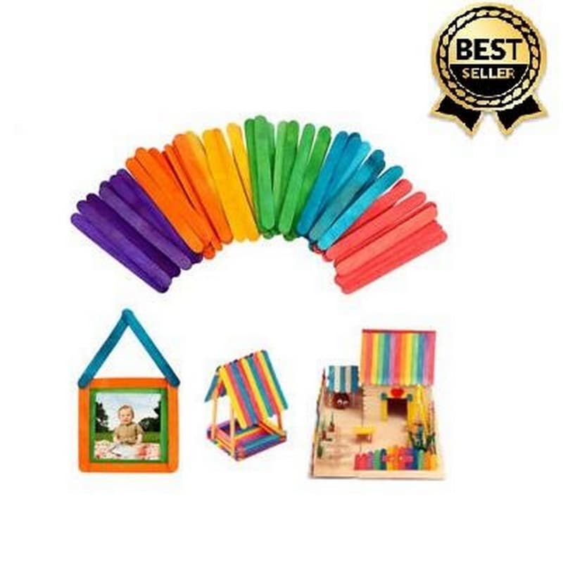 Small Ice Cream Stick (wooden) for Art Work-Multicolored