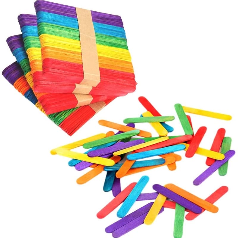 Small Ice Cream Stick (wooden) for Art Work-Multicolored