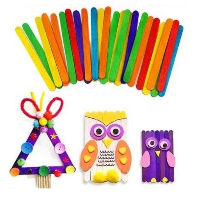 Small Ice Cream Stick (wooden) for Art Work-Multicolored