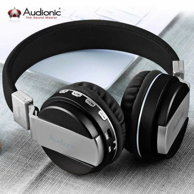 AUDIONIC BLUEBEATS B-888 WIRELESS HEADPHONES BLACK BLUETOOTH COMFORT FIT