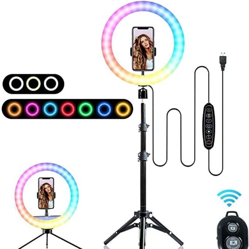 RGB LED SOFT RING LIGHT MJ26 26CM With Phone Holder Photography Fill Light 