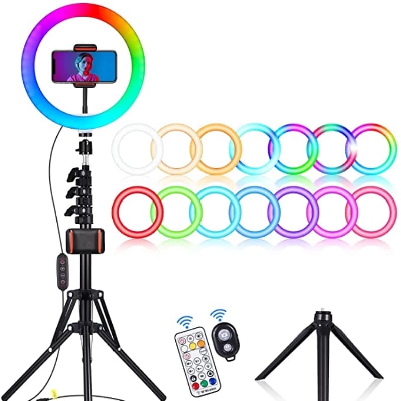 RGB LED SOFT RING LIGHT MJ26 26CM With Phone Holder Photography Fill Light 